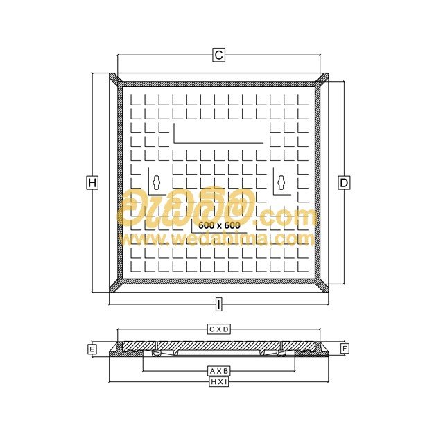400mm x 400mm Clear Open Single Seal Cast-Iron Manhole Cover with Frame
