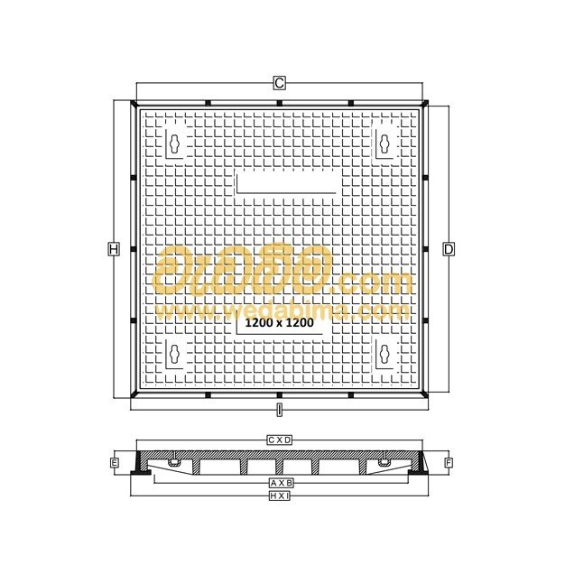 750mm x 750mm Clear Open Double Seal Cast-Iron Manhole Cover with Frame