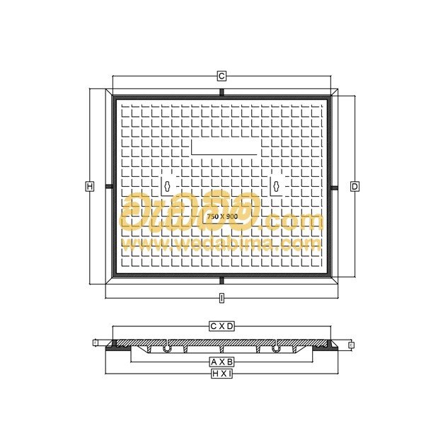 750mm x 600mm Clear Open Double Seal Cast-Iron Manhole Cover with Frame