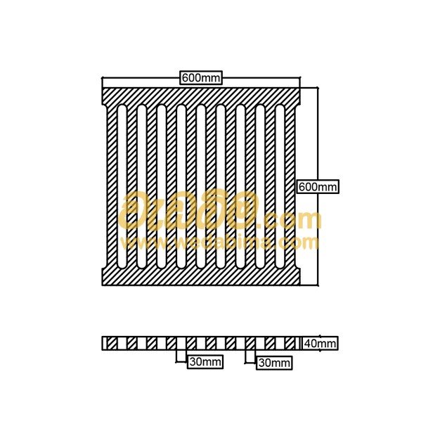 600mm x 600mm x 50mm Thick Cast-iron Grating